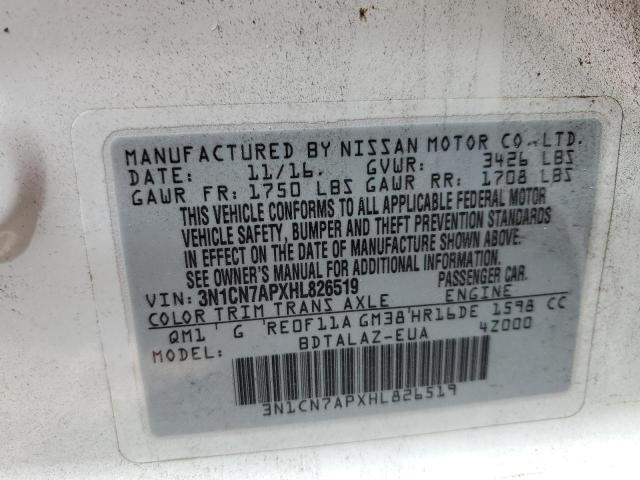Photo 10 from auction – 2017 NISSAN VERSA S with VIN 3N1CN7APXHL826519