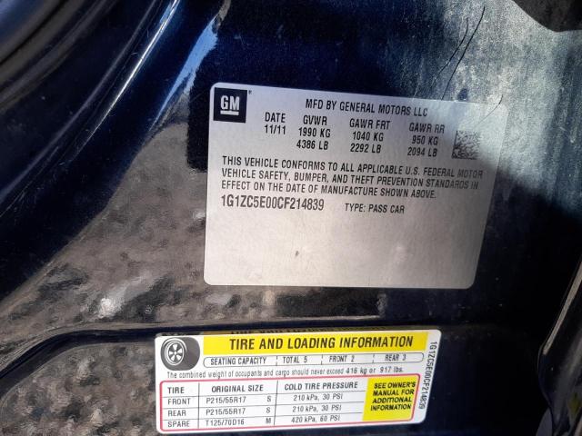 Photo 10 from auction – 2012 CHEVROLET MALIBU 1LT with VIN 1G1ZC5E00CF214839