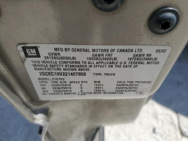 Photo 10 from auction – 2002 CHEVROLET SILVERADO with VIN 2GCEC19V221407858