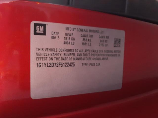 Photo 10 from auction – 2015 CHEVROLET CORVETTE S with VIN 1G1YL2D72F5122425