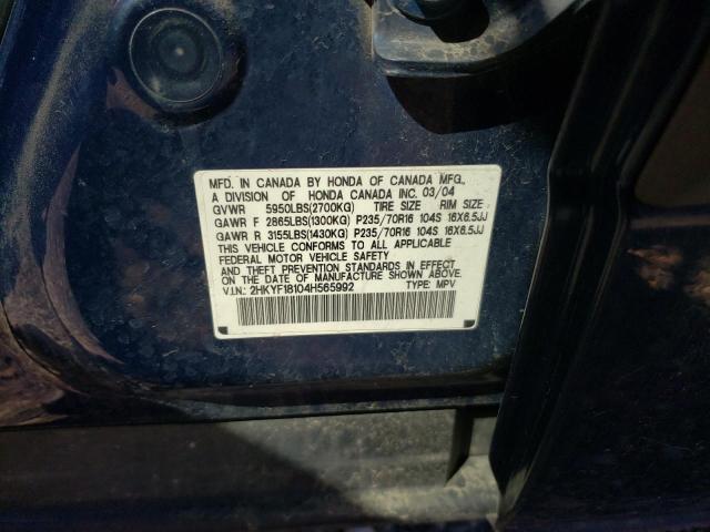 Photo 10 from auction – 2004 HONDA PILOT LX with VIN 2HKYF18104H565992