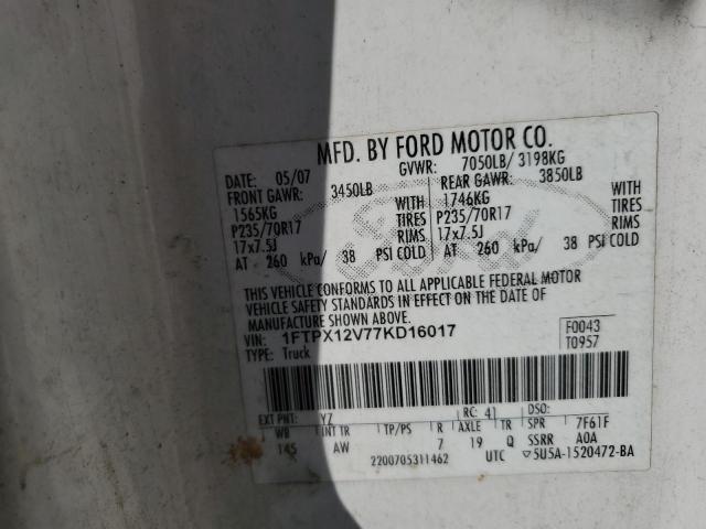 Photo 10 from auction – 2007 FORD F150 with VIN 1FTPX12V77KD16017