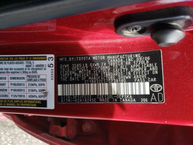 Photo 10 from auction – 2007 TOYOTA COROLLA CE with VIN 2T1BR32E57C739180