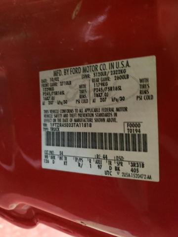 Photo 10 from auction – 2003 FORD RANGER SUP with VIN 1FTZR45E03TA11818