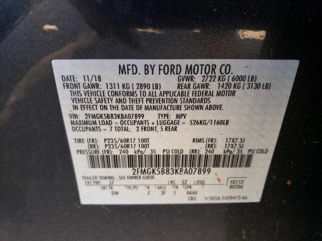 Photo 10 from auction – 2019 FORD FLEX SE with VIN 2FMGK5B83KBA07899
