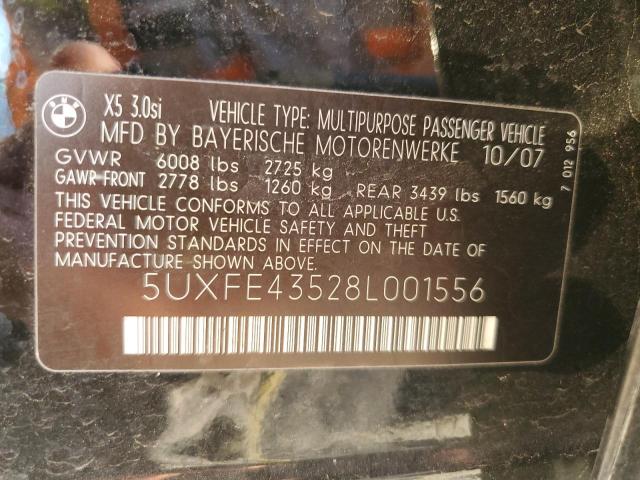Photo 10 from auction – 2008 BMW X5 3.0I with VIN 5UXFE43528L001556