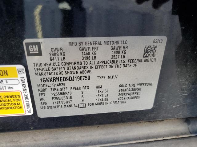 Photo 10 from auction – 2013 GMC ACADIA SLE with VIN 1GKKRNED9DJ190750