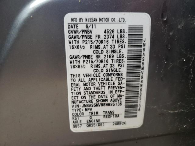 Photo 10 from auction – 2011 NISSAN ROGUE S with VIN JN8AS5MV9BW685136