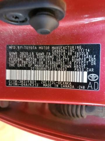Photo 10 from auction – 2015 TOYOTA COROLLA L with VIN 2T1BURHE5FC310662