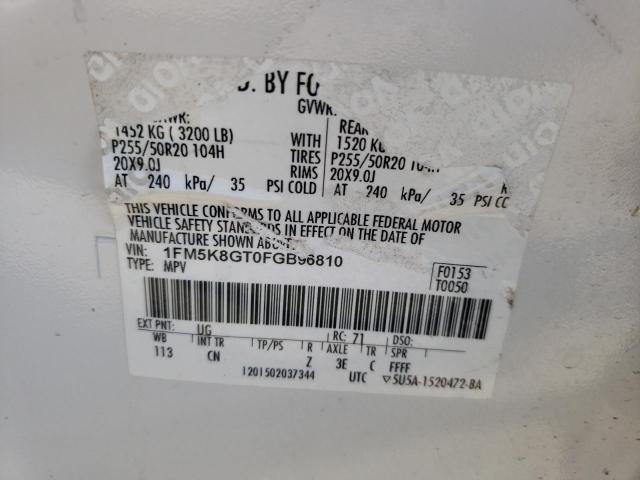 Photo 10 from auction – 2015 FORD EXPLORER S with VIN 1FM5K8GT0FGB96810