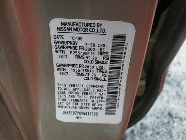 Photo 10 from auction – 2000 NISSAN PATHFINDER with VIN JN8AR07Y6YW417822