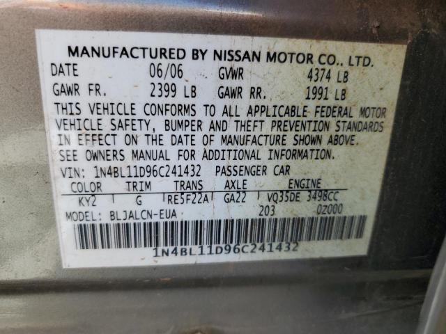 Photo 10 from auction – 2006 NISSAN ALTIMA SE with VIN 1N4BL11D96C241432