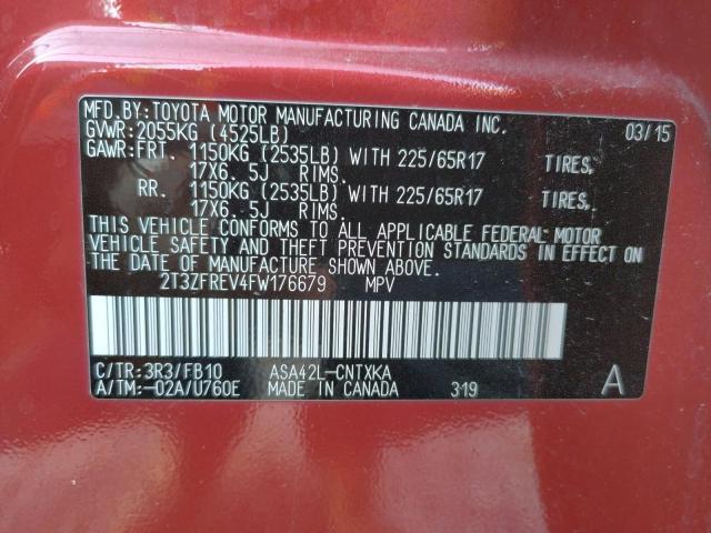 Photo 10 from auction – 2015 TOYOTA RAV4 LE with VIN 2T3ZFREV4FW176679