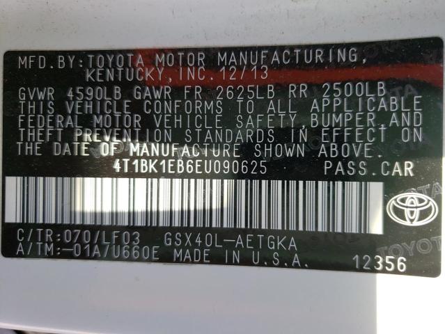 Photo 10 from auction – 2014 TOYOTA AVALON BAS with VIN 4T1BK1EB6EU090625