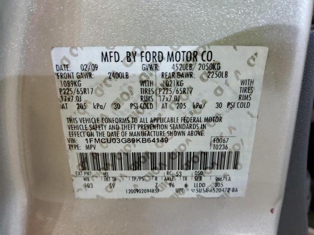 Photo 10 from auction – 2009 FORD ESCAPE XLT with VIN 1FMCU03G89KB64149