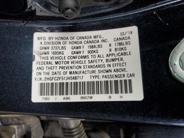 Photo 10 from auction – 2018 HONDA CIVIC LX with VIN 2HGFC2F51JH548717