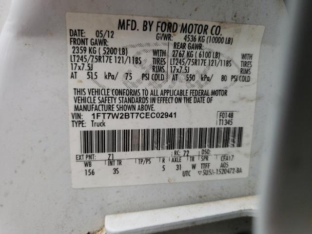 Photo 10 from auction – 2012 FORD F250 SUPER with VIN 1FT7W2BT7CEC02941