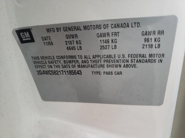 Photo 10 from auction – 2007 BUICK LACROSSE with VIN 2G4WC582171185643