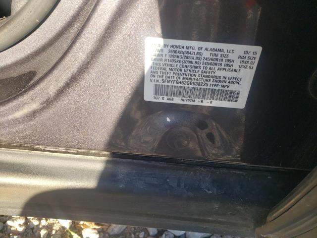 Photo 10 from auction – 2016 HONDA PILOT EXL with VIN 5FNYF6H62GB038225