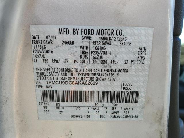 Photo 10 from auction – 2010 FORD ESCAPE XLT with VIN 1FMCU9DG8AKA02609
