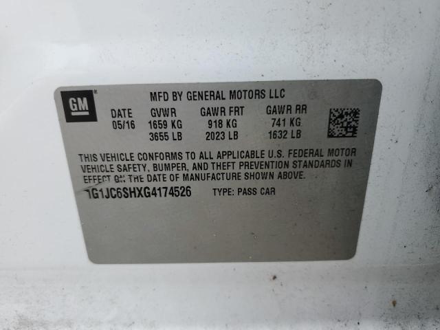 Photo 10 from auction – 2016 CHEVROLET SONIC LT with VIN 1G1JC6SHXG4174526