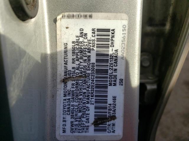 Photo 10 from auction – 2004 TOYOTA COROLLA MA with VIN 2T1KR32E24C233088