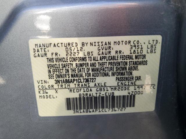 Photo 10 from auction – 2012 NISSAN SENTRA 2.0 with VIN 3N1AB6AP1CL736727