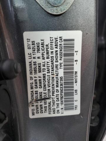 Photo 10 from auction – 2012 HONDA CIVIC LX with VIN 19XFB2F59CE367395