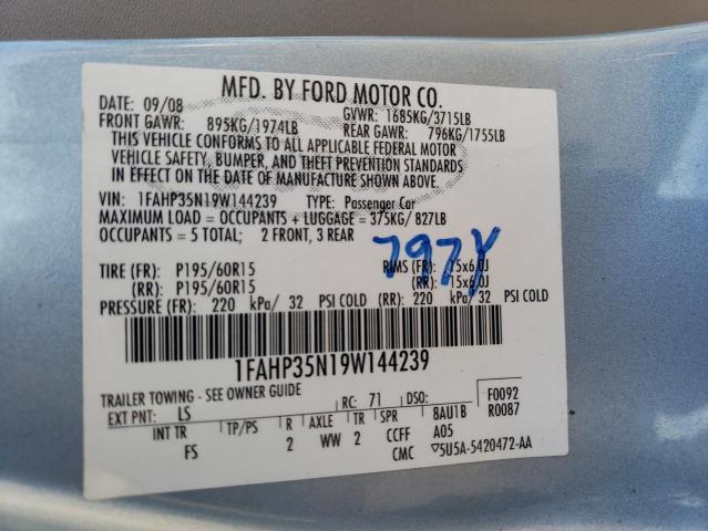 Photo 10 from auction – 2009 FORD FOCUS SE with VIN 1FAHP35N19W144239