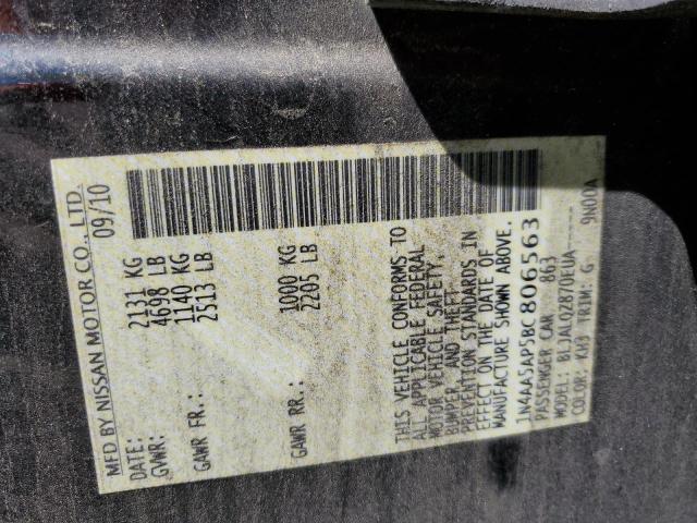 Photo 10 from auction – 2011 NISSAN MAXIMA S with VIN 1N4AA5AP5BC806563