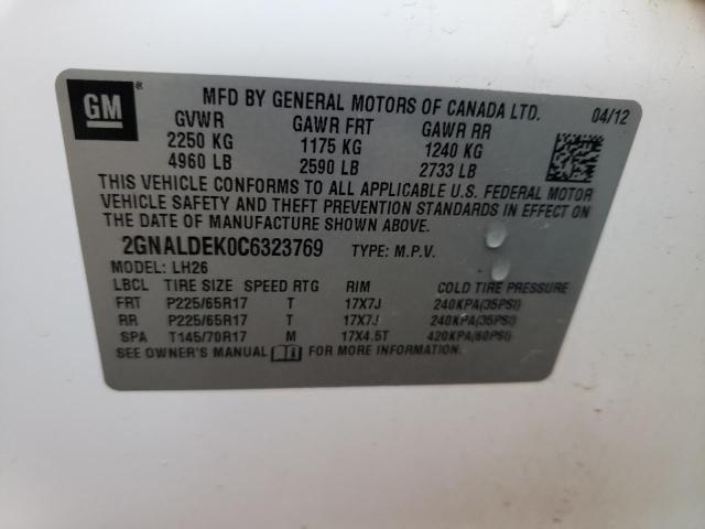 Photo 10 from auction – 2012 CHEVROLET EQUINOX LT with VIN 2GNALDEK0C6323769
