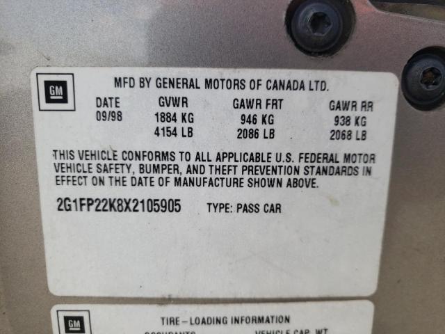 Photo 10 from auction – 1999 CHEVROLET CAMERO with VIN 2G1FP22K8X2105905