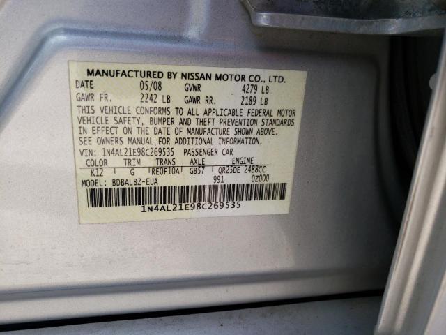 Photo 10 from auction – 2008 NISSAN ALTIMA 2.5 with VIN 1N4AL21E98C269535