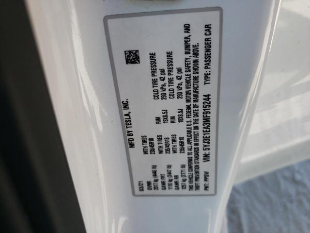 Photo 10 from auction – 2021 TESLA MODEL 3 with VIN 5YJ3E1EA3MF915244