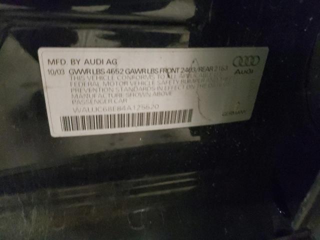 Photo 10 from auction – 2004 AUDI A4 1.8T with VIN WAUJC68E84A125520