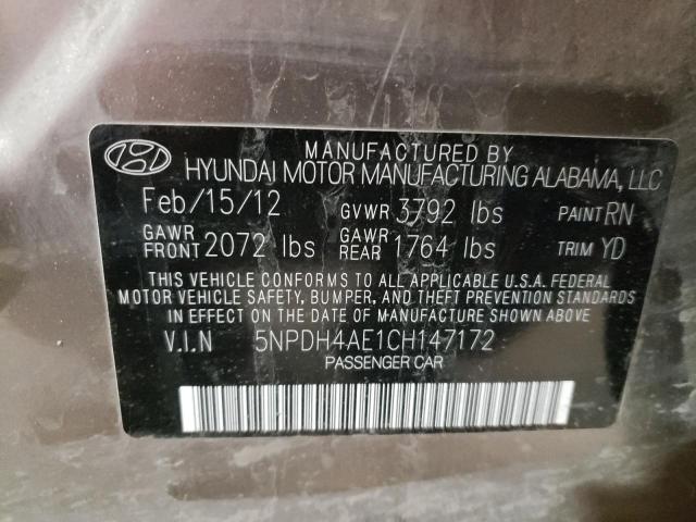 Photo 10 from auction – 2012 HYUNDAI ELANTRA GL with VIN 5NPDH4AE1CH147172