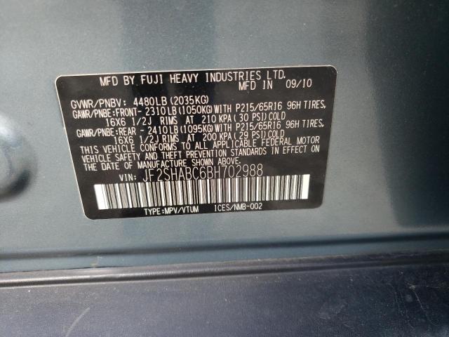 Photo 10 from auction – 2011 SUBARU FORESTER 2 with VIN JF2SHABC6BH702988