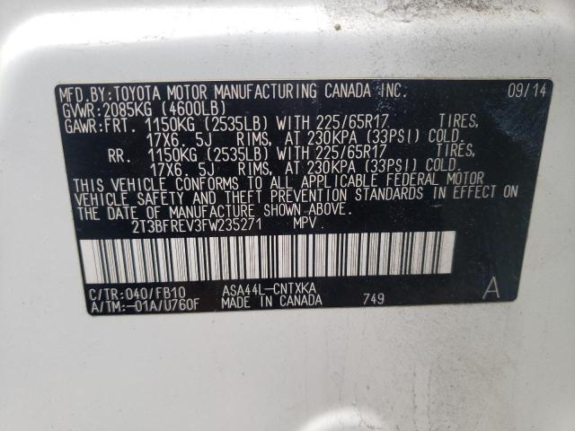 Photo 10 from auction – 2015 TOYOTA RAV4 LE with VIN 2T3BFREV3FW235271
