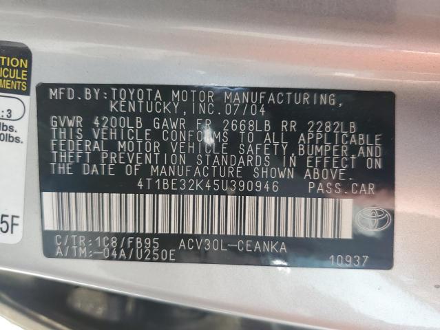 Photo 10 from auction – 2005 TOYOTA CAMRY LE with VIN 4T1BE32K45U390946