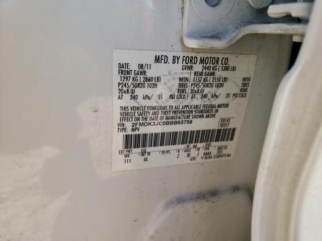 Photo 10 from auction – 2011 FORD EDGE SEL with VIN 2FMDK3JC0BBB65758