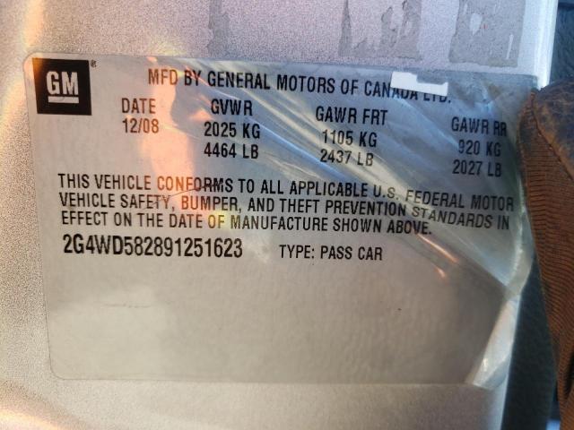 Photo 10 from auction – 2009 BUICK LACROSSE C with VIN 2G4WD582891251623