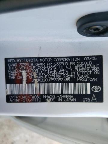 Photo 10 from auction – 2005 TOYOTA PRIUS with VIN JTDKB20U353053489