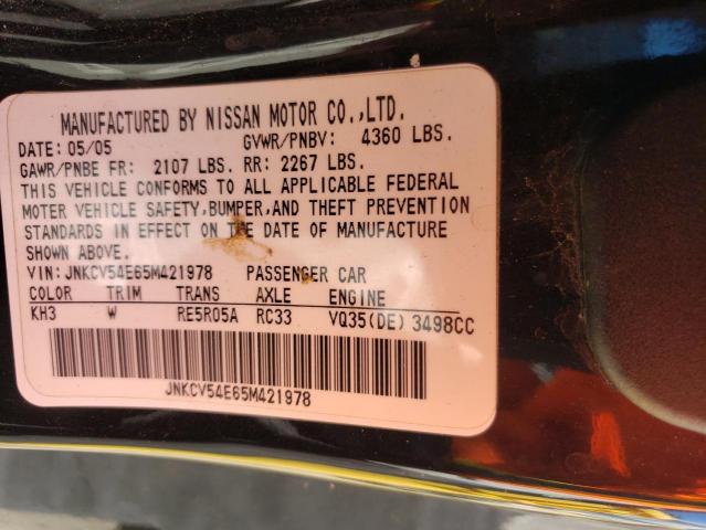 Photo 10 from auction – 2005 INFINITI G35 with VIN JNKCV54E65M421978