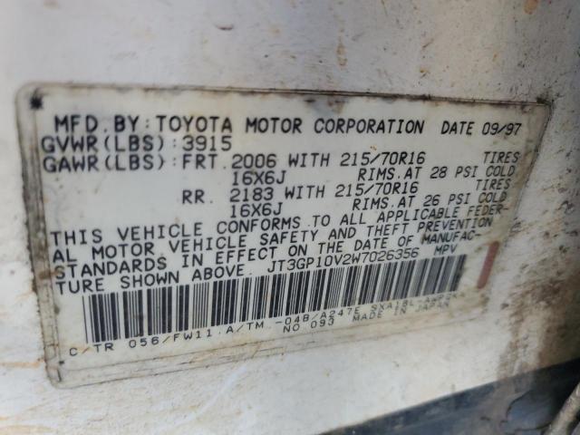 Photo 10 from auction – 1998 TOYOTA RAV4 with VIN JT3GP10V2W7026356