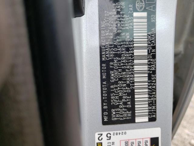 Photo 10 from auction – 2007 TOYOTA COROLLA CE with VIN 2T1BR32E07C785869