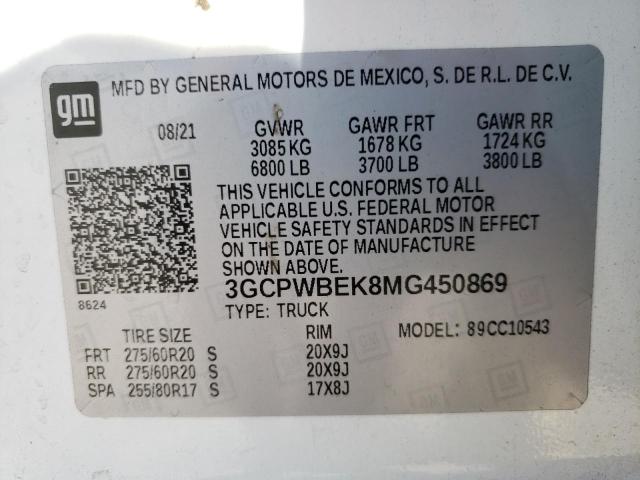 Photo 10 from auction – 2021 CHEVROLET SILVERADO with VIN 3GCPWBEK8MG450869