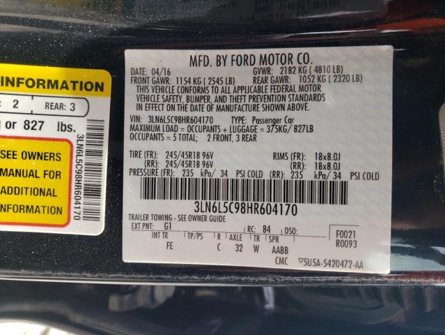 Photo 10 from auction – 2017 LINCOLN MKZ SELECT with VIN 3LN6L5C98HR604170