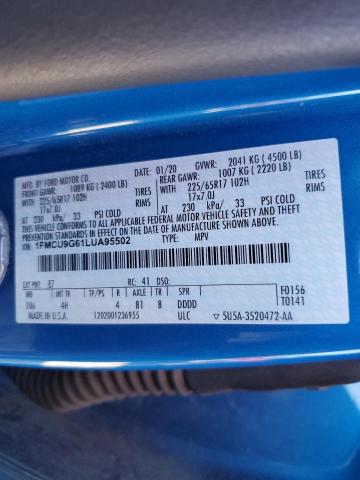 Photo 10 from auction – 2020 FORD ESCAPE SE with VIN 1FMCU9G61LUA95502
