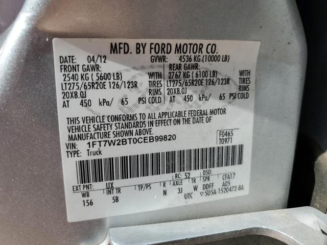 Photo 10 from auction – 2012 FORD F250 SUPER with VIN 1FT7W2BT0CEB99820