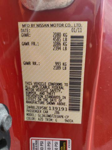 Photo 10 from auction – 2011 NISSAN ALTIMA SR with VIN 1N4BL2EP5BC139193